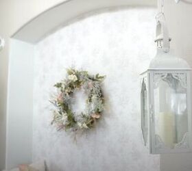 french country spring decor, Wreath with lanterns