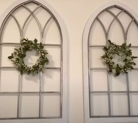 farmhouse spring decor, Wreaths on the church windows