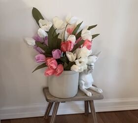 farmhouse spring decor, Crock with tulips