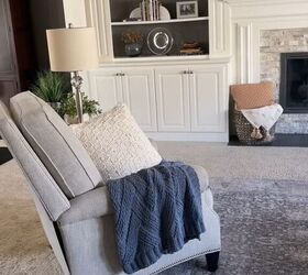 cozy home, Textured pillow cover and throw blanket on an armchair