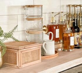 make a special diy coffee bar you ll love in 4 easy steps, Marble backsplash and built in cabinets perfect for DIY Coffee Station