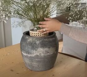 spring living room decor, Placing the small vase inside a larger planter