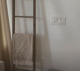 spring living room decor, Ladder with a throw blanket
