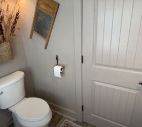Laundry room makeover with a toilet