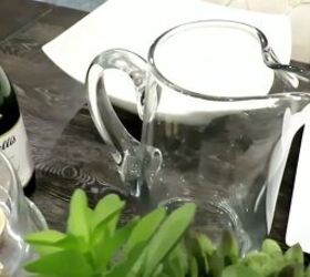 neutral dining table, Clear pitcher