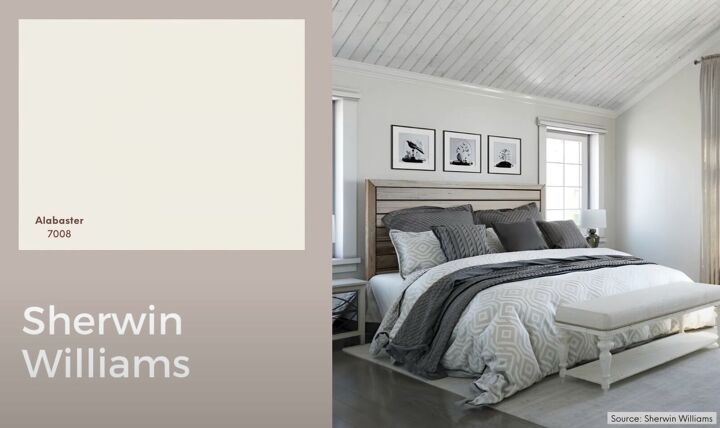 hamptons style bedroom, Alabaster by Sherwin Williams