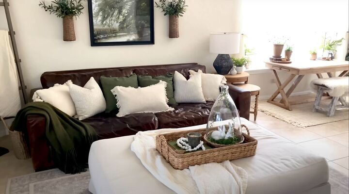 spring farmhouse, Green accents in a living room