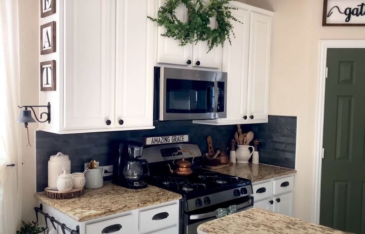 spring farmhouse, Stovetop with a peel and stick backsplash