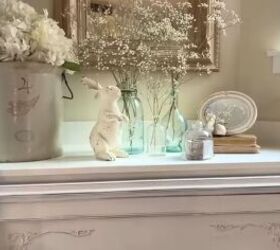 spring home tour, Mantel decorated for spring