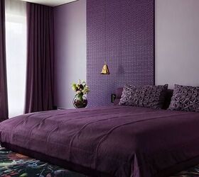 monochrome living room, Monochrome purple bedroom
