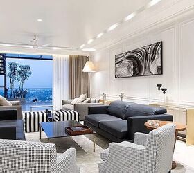 monochrome living room, Black and white contrast in a space
