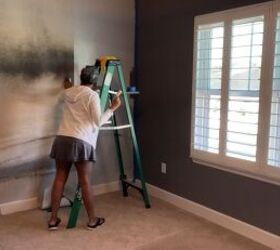 teen boy bedroom, Applying wallpaper