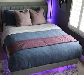 teen boy bedroom, Floating bed with LED lights underneath