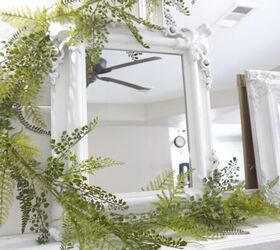 clean and decorate with me, Greenery displayed around the mirrors