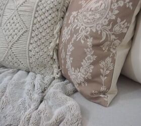 clean and decorate with me, Beige floral pillows