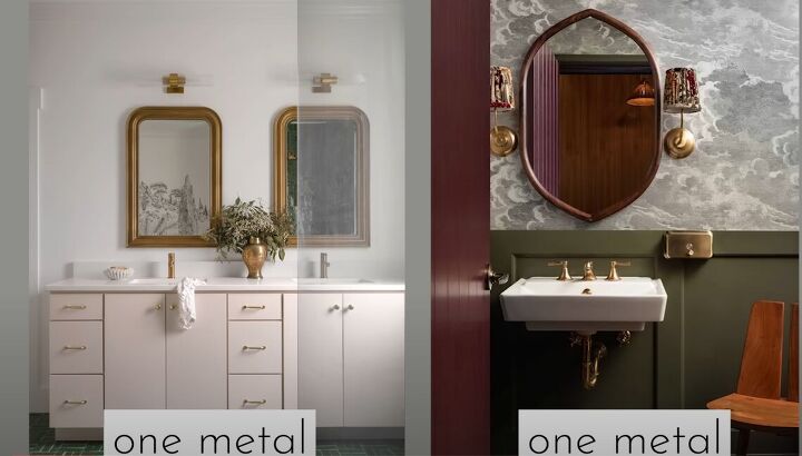 mixing metals, Using one metal finish in a bathroom