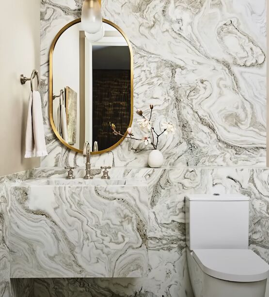 mixing metals, Two types of metal finishes in a bathroom