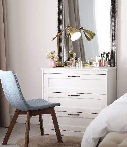 small bedroom design ideas, Small dresser as a nightstand