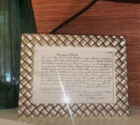 afro boho living room, Framed wedding certificate from 1866