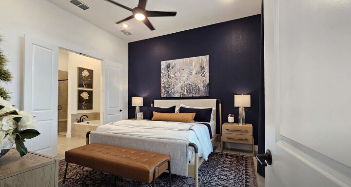 Navy blue accent wall