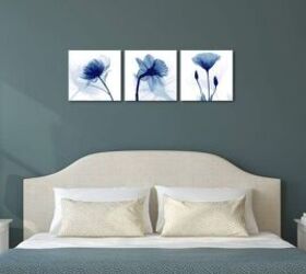 6 essential tips for choosing art that complements your space, Wieco Art Blue Abstract Flowers image via brand