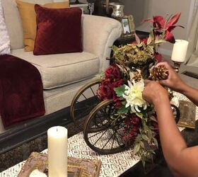 transforming an antique bicycle into a chic coffee table centerpiece