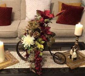 transforming an antique bicycle into a chic coffee table centerpiece