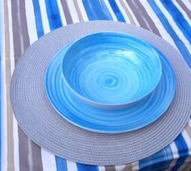 outdoor dining summer tablescape with a sophisticated blue theme