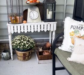 We love her ideas on how to make a porch warm and inviting for fall