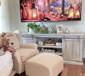 decorating my living room for fall mantle tv console more