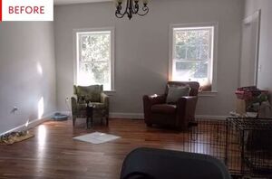 This bland dining room isn't a dining room anymore—see the before and after