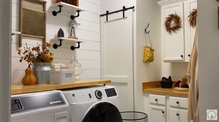 Fall Decorating Tutorial: Laundry Room, Mudroom, and Back Deck | Redesign