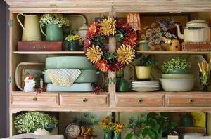 Her vintage fall hutch is packed with budget-friendly ideas