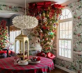 A cozy holiday home tour with joyful tree ideas for every corner—even an upside-down one!