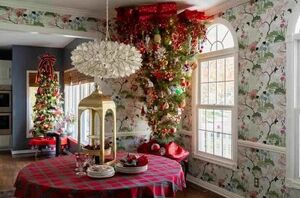 A cozy holiday home tour with joyful tree ideas for every corner—even an upside-down one!