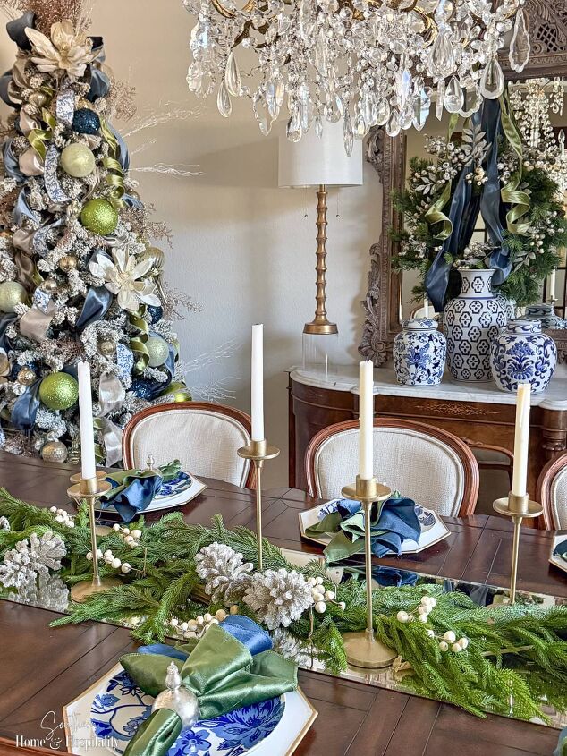 Blue and Green Christmas Tablescape | Redesign
