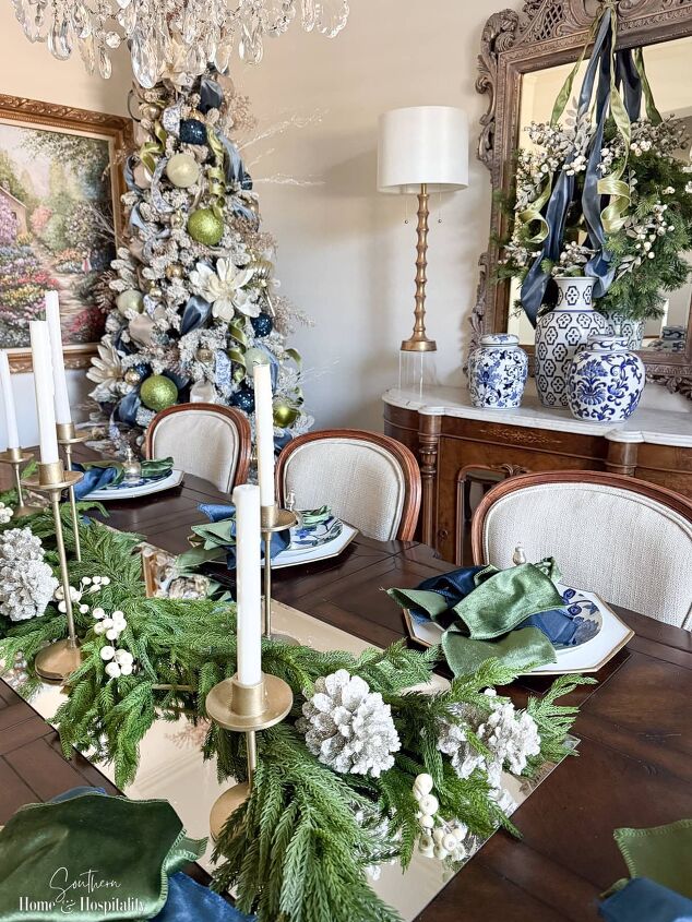 Blue and Green Christmas Tablescape | Redesign
